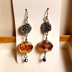 Amber Glass Bead Earrings
